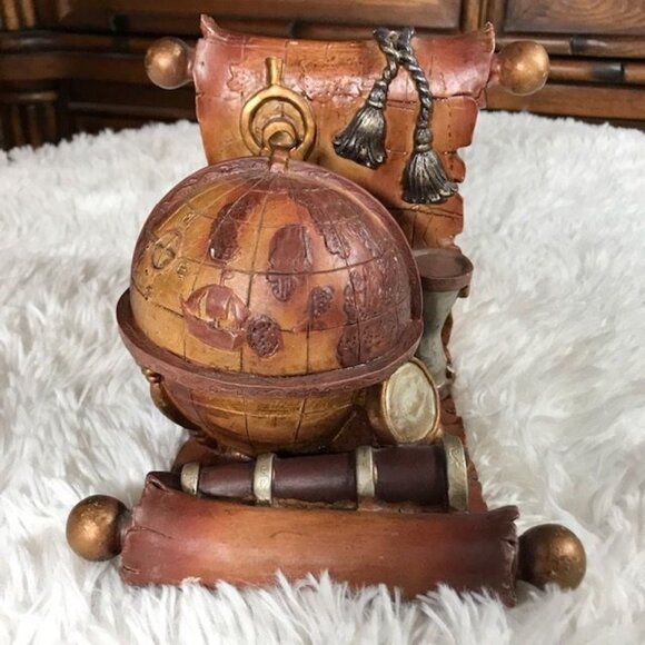 Old World Globe Antique Finished Weighted Resin Bookends - Picture 3 of 14